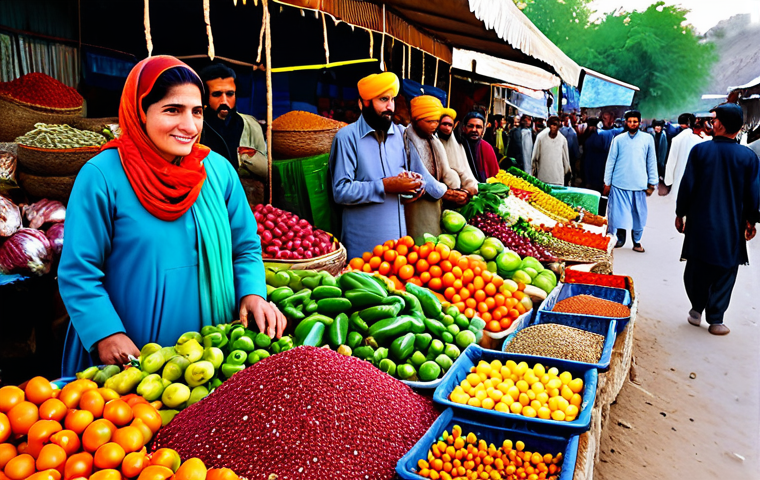 **

"A vibrant rural market in Pakistan, filled with colorful produce, spices, and friendly vendors, fully clothed people, appropriate attire, safe for work, correct proportions, natural pose, professional photography, high quality, family-friendly, diverse crowd, well-formed hands, proper finger count, bustling atmosphere, daytime setting, modest clothing."

**