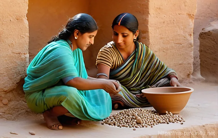 파키스탄 남부 인더스 문명 유적 - **Prompt: Mohenjo-Daro City Life and Advanced Urban Planning**
    "A vibrant, bustling street scene...