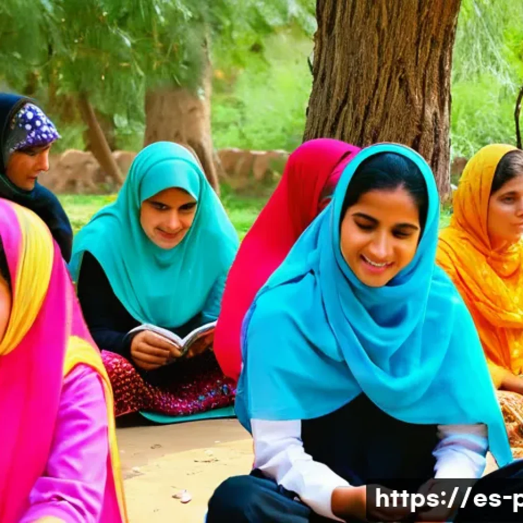 파키스탄 여성운동과 주요 리더들 - A vibrant community workshop in a rural Pakistani village focused on women’s empowerment, showing di...
