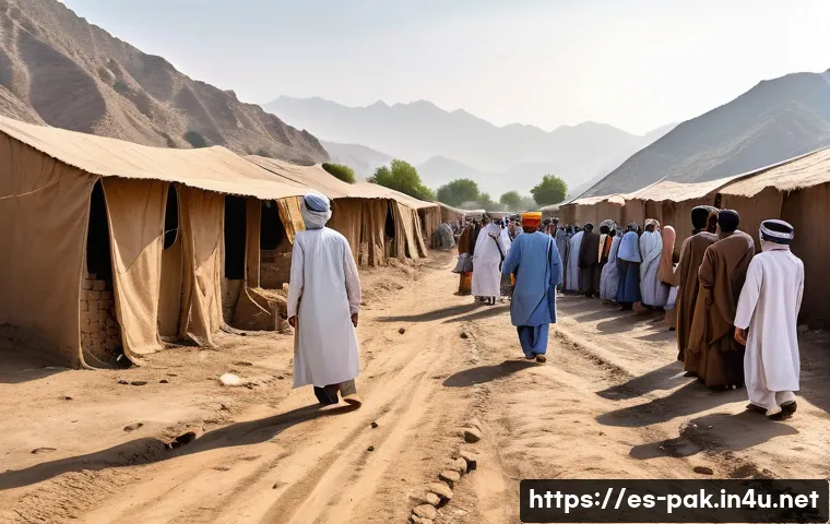 파키스탄 탈레반의 영향력과 현대 정치 - A detailed, realistic depiction of a rural Pakistani village near the Afghan border under Taliban in...