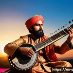 Home 22 파키스탄 전통 악기 소개 - A skilled Pakistani musician playing the sitar on a traditional stage decorated with vibrant fabrics...