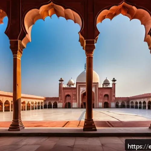 Home 30 라호르 바드샤히 모스크 방문 팁 - A serene early morning scene at the Badshahi Mosque in Lahore, Pakistan, showcasing the grand red sa...